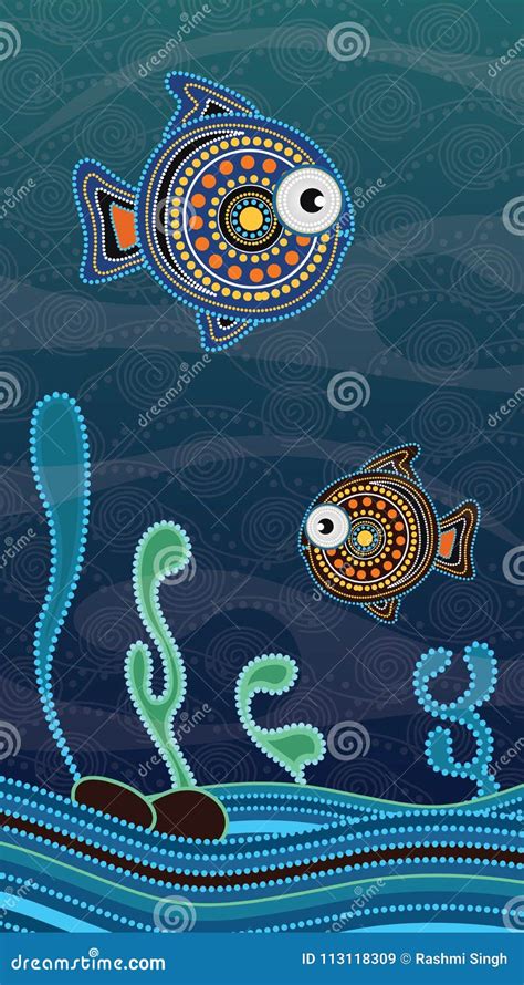 Aboriginal Dot Painting Fish