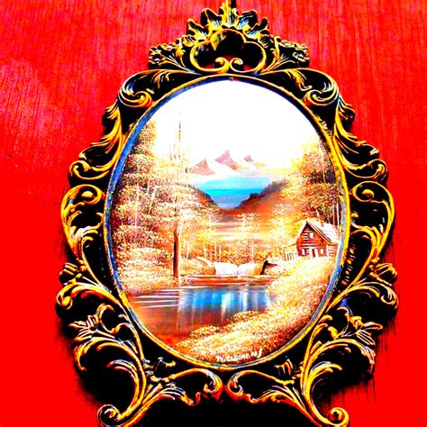 RARE OIL PAINTING on Mirror by W Clemons | Etsy