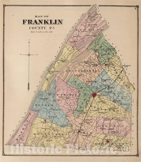 Historic Map : 1868 Franklin County, Pennsylvania. - Vintage Wall Art in 2021 | Franklin county ...