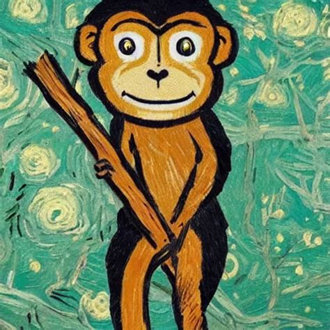 monkey holding a stick, hitting a log, in the forest, | Stable Diffusion | OpenArt