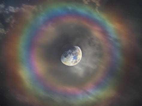 Moon with rainbow| Incredible picture shows moon with rainbow ring around it | Trending & Viral News