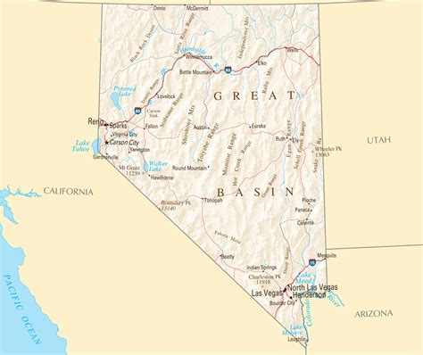 Nevada Reference Map • Mapsof.net