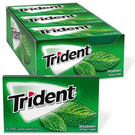 Buy Trident Spearmint Sugar Free Gum, 12 Packs of 14 Pieces (168 Total Pieces) Online at ...