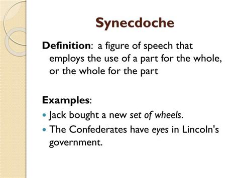 Synecdoche Examples Sentences