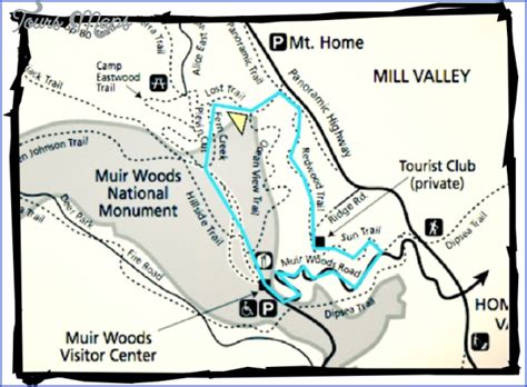 Muir Woods Hiking Trails Map - ToursMaps.com