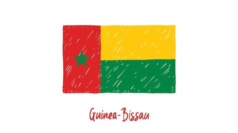 Premium Vector | Guinea bissau flag colored pencil or marker sketch vector