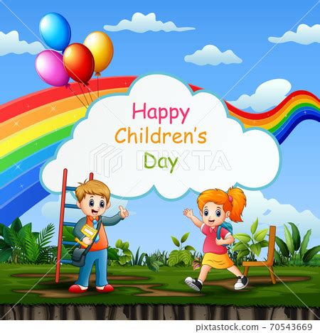 Happy children's day background poster with... - Stock Illustration [70543669] - PIXTA