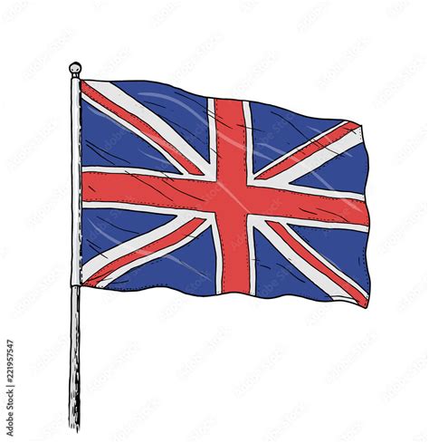 Flag of United Kingdom coloured drawing - vintage like illustration of ...