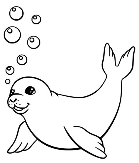 Seal Swimming Coloring Page - Free Printable Coloring Pages for Kids