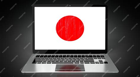 Premium Photo | Japan country flag and binary code on laptop screen 3d ...