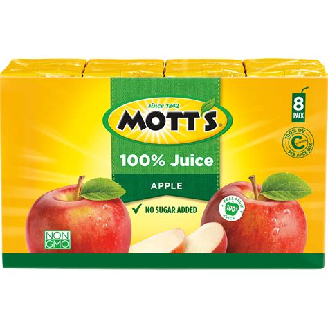 Mott's 100% Apple Juice, 6.75 Fl Oz Boxes, 8 Count - Walmart.com - Walmart.com