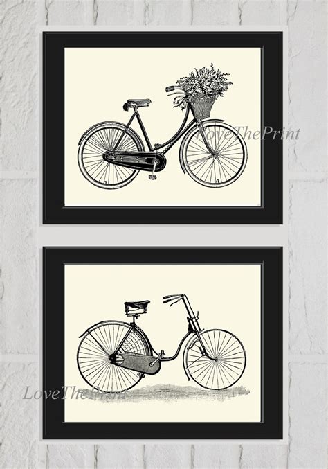 Vintage Bike Bicycle Wall Art Print Set of 2 Antique - Etsy