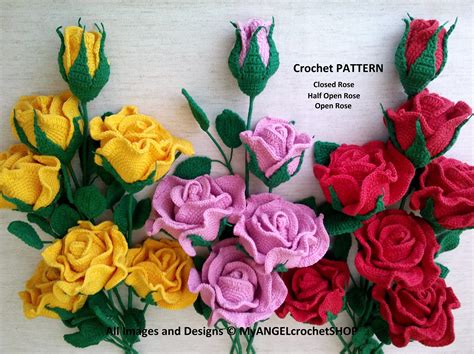 Roses Crochet Pattern 3in1 Close Rose Half Open Rose Open Rose - Etsy Canada