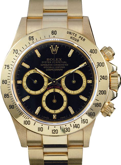 Preowned Rolex Daytona Cosmograph 18k Solid Gold Black Dial Oyster Band