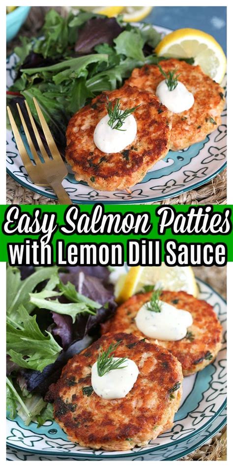 EASY SALMON PATTIES WITH LEMON DILL SAUCE | Salmon patties recipe, Salmon patties easy, Lemon ...