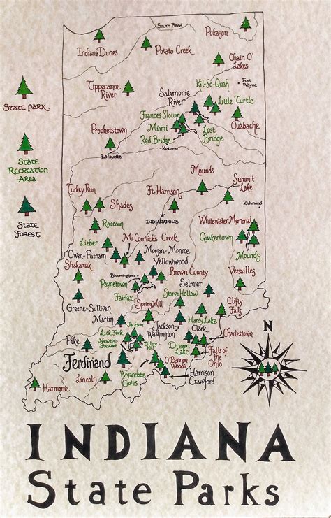 Indiana State Parks Map - Etsy | Indiana state, Indiana, State parks