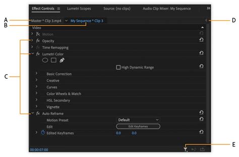 Viewing and adjusting effects and keyframes in Premiere Pro