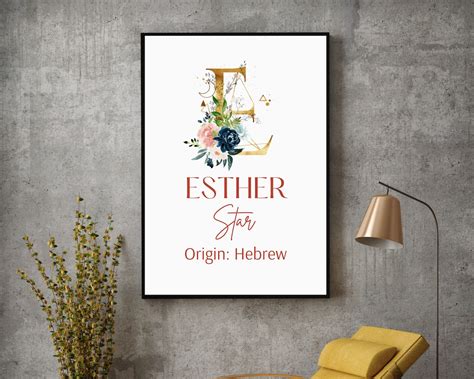 Esther Name Meaning Printable Kids Room Wall Art Baby Name | Etsy