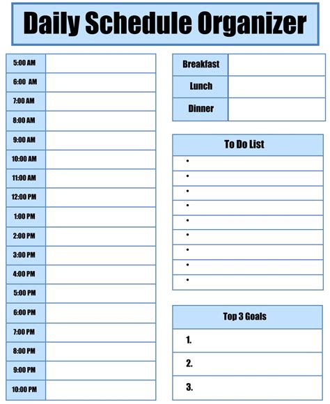 Free Printable Visual Schedule Template