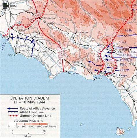 [Map] Map of the Allied Operation Diadem plan for the Anzio, Italy area, May 1944 | World War II ...