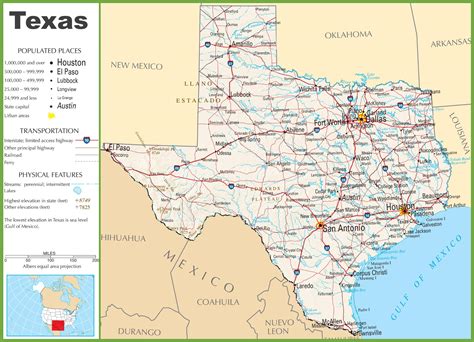 Large Detailed Map Of Texas With Cities And Towns - North Texas Highway ...