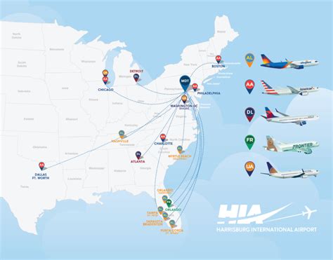 Current Nonstop Destinations from HIA | Harrisburg International Airport