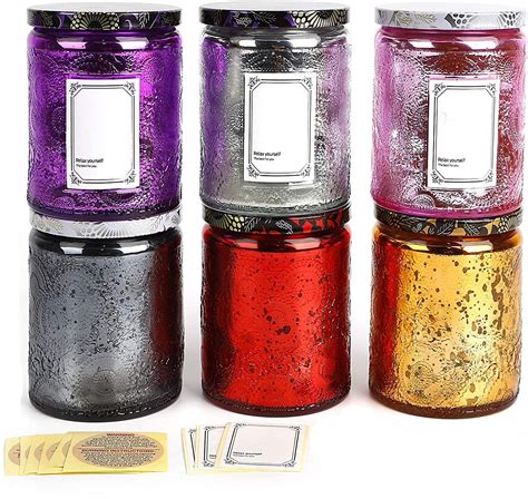 6Pcs Glass Candle Containers Empty galss Candle Jars with Tin Lid for ...