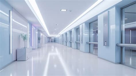 Premium AI Image | A Photo of a minimalistic hospital hallway with sleek and modern lighting ...