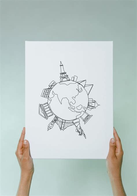 World Landmark Poster Digital Print, World Line Art, One Line Drawing, Travelling Line Art ...