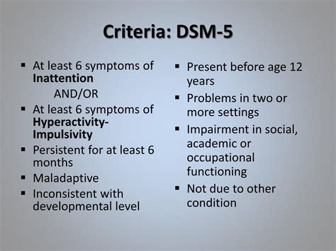 PPT - ADHD Diagnosis, Treatment & DSM-5 Considerations PowerPoint Presentation - ID:1574117