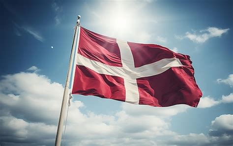 Premium AI Image | Danish Flag in the air