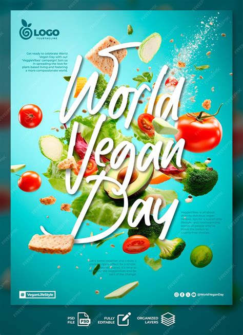 World Vegan Day Poster Socials Media Template | Premium AI-generated PSD