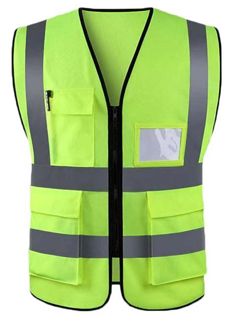 High Visibility Safety Vest Reflective Waistcoat with Pockets Color:Yellow - Walmart.com ...