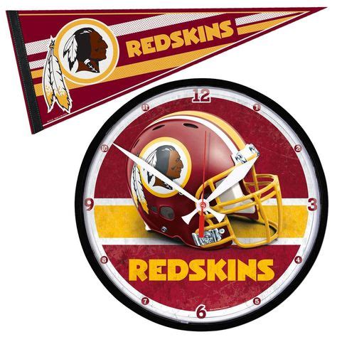 Washington Redskins NFL Round Wall Clock and Pennant Gift Set | Round wall clocks, Redskins ...