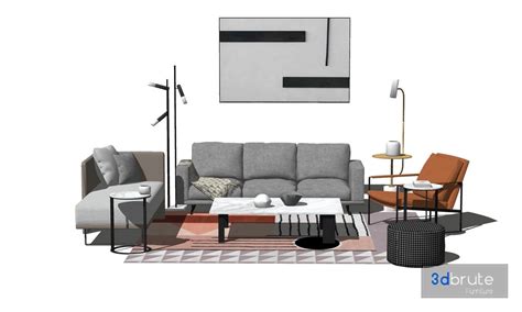 Living Room Sofa Set Sketchup Model - Sofa Set Sketchup 3d Model ...