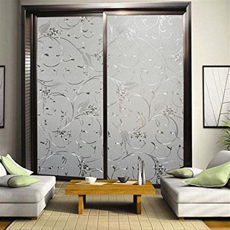 NK 3D Window Films Privacy Film Decorative Flower Film Sticker for Door Window Glass No Glue ...