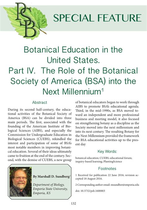 (PDF) Botanical Education in the United States. Part IV. The Role of ...