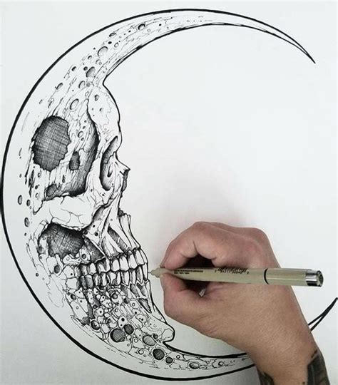 Half Moon Skull | Skull art, Tattoos, Body art tattoos