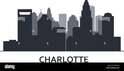 Silhouette of Charlotte skyline - Charlotte panorama, city downtown ...