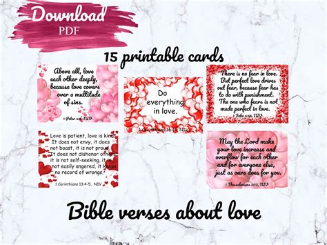 Valentine's Day Scripture Cards, Bible Verse Cards, Bible Verses About Love, Valentines Bible ...