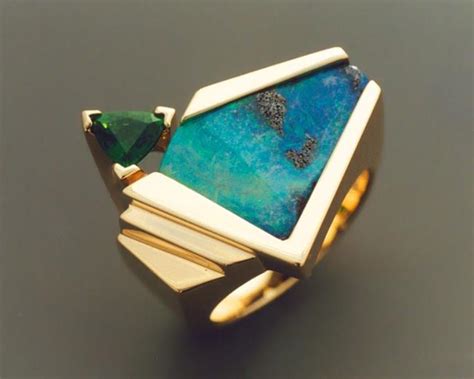 Boulder Opal and Tourmaline ring - by John Biagiotti from Rings