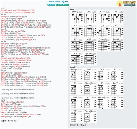 Chord: Here We Go Again - tab, song lyric, sheet, guitar, ukulele ...