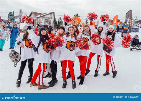 Happy Cheerleaders Forming A Huddle Royalty-Free Stock Image ...