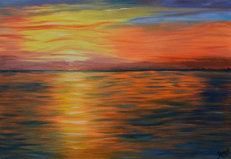 Ocean sunrise- oil painting- abstract art Painting by Kathy Symonds ...