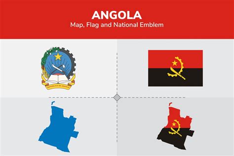 Angola Map, Flag and National Emblem Graphic by shahsoft · Creative Fabrica