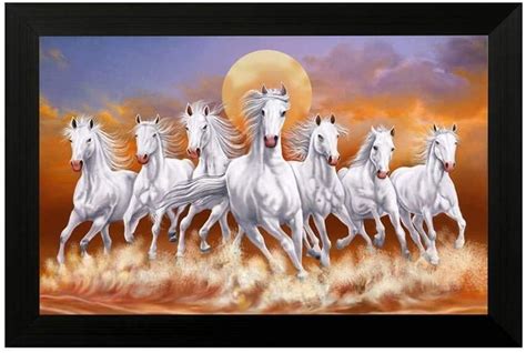 Seven Lucky Running Vastu Horses Painting | Lazada