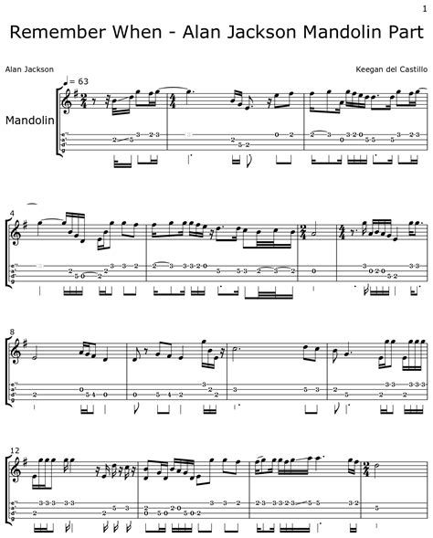 Remember When - Alan Jackson Mandolin Part - Sheet music for Mandolin