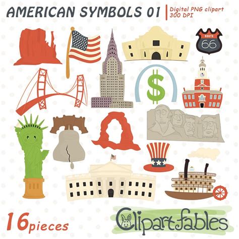 Cute USA National Symbols Clipart Travel Clip Art United - Etsy Canada