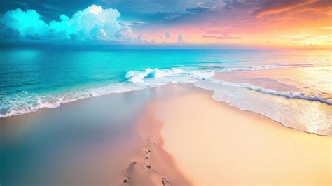 Premium AI Image | A beach with footprints in the sand