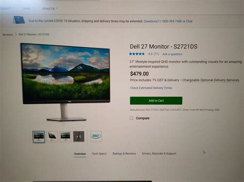 Dell 27 inch QHD Monitor - S2721DS (3 Years Warranty from Feb 2022 ...